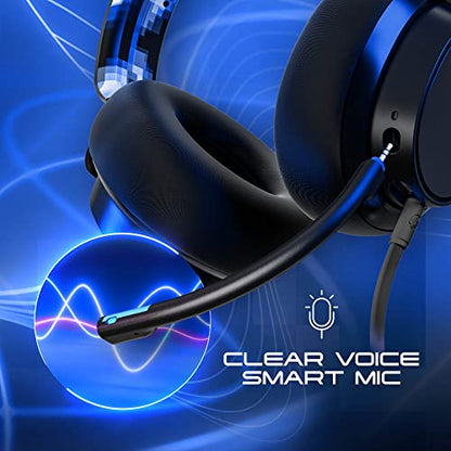 Skullcandy SLYR Pro Multi-Platform Over-Ear Wired Gaming Headset, Enhanced Sound Perception, AI Microphone, Works with Xbox Playstation and PC - Blue