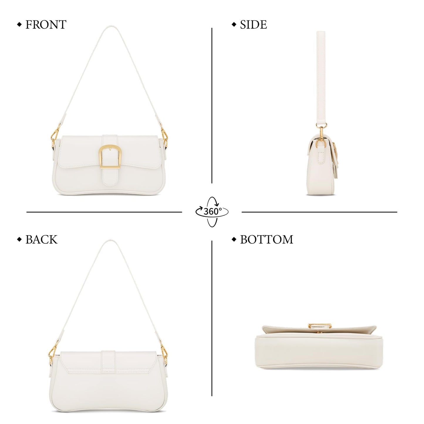 KKXIU Small Shoulder Bag for Women - Cute Handbags Purses for Women, Trendy Leather Clutch with Removable Strap
