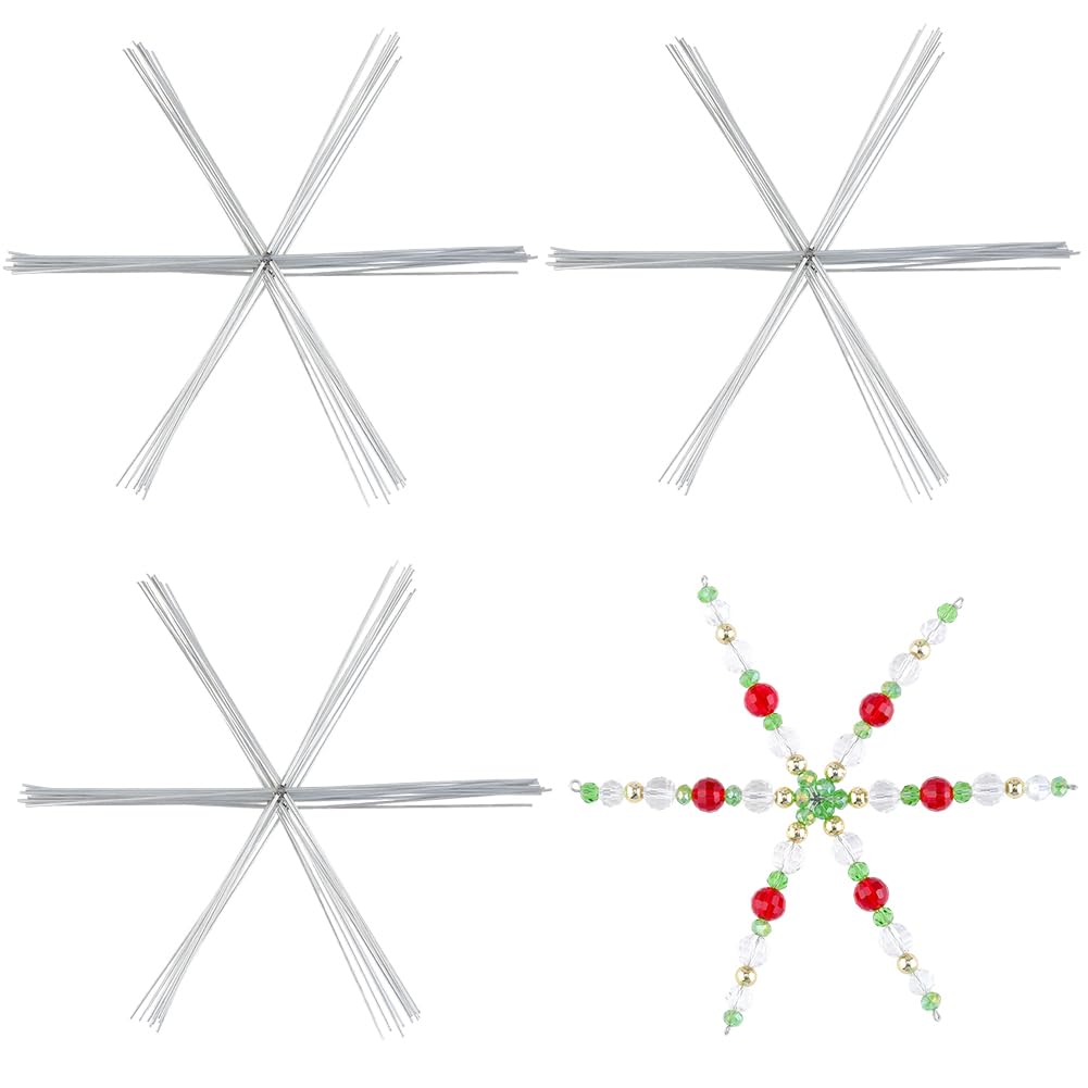 SUNNYCLUE 30Pcs Wire Snowflake Frame Snowflake Ornaments Bulk Iron Winter Decor Alloy Holiday Xmas Christmas Beaded Ornaments Wire for Making Party Beading Project Decorations DIY Crafting Supplies