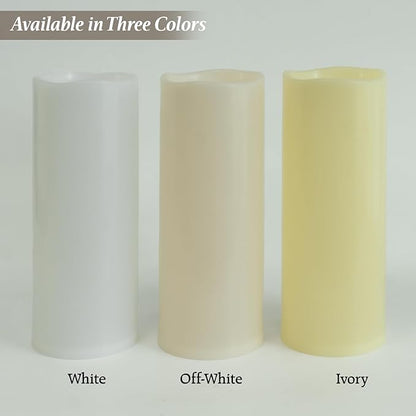 5" x 14" Large Waterproof Outdoor Flameless Candles Battery Operated LED Flickering Pillar Candles with Remote and Timer for Indoor Outdoor Lanterns, Off White, Long Lasting, Set of 2