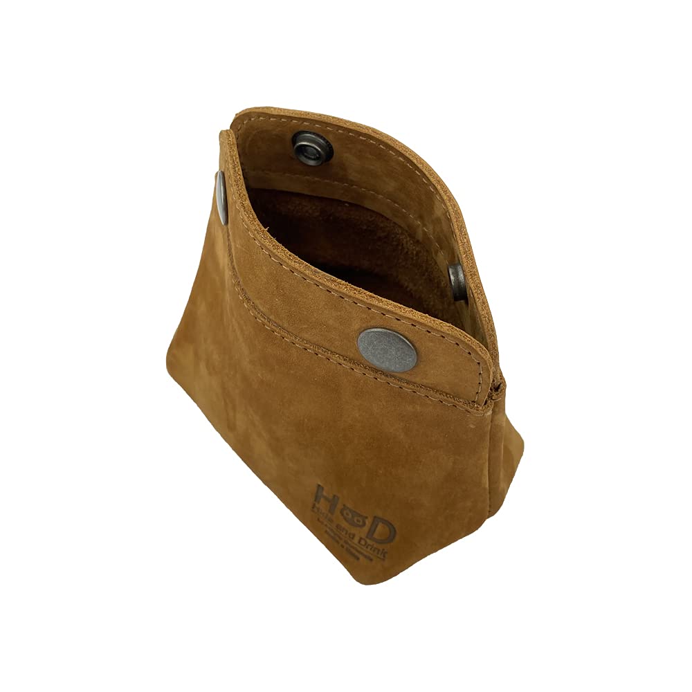 Hide & Drink, Leather Double Snap Pouch, Coin Purse, Cash & Card Holder, Cable Organizer, Makeup, Handmade (Old Tobacco)