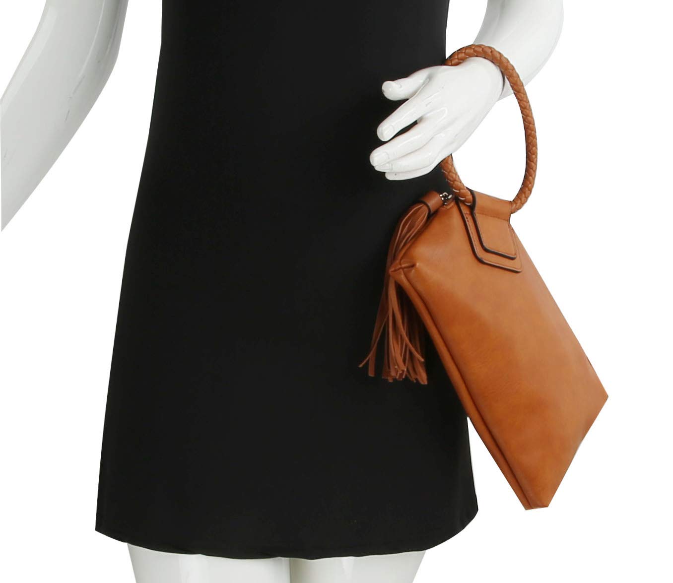 Womens Clutch Purse Wristlet Wallet Evening w/Hand Strap Casual Formal Vegan Leather - Metro Muse (Black)