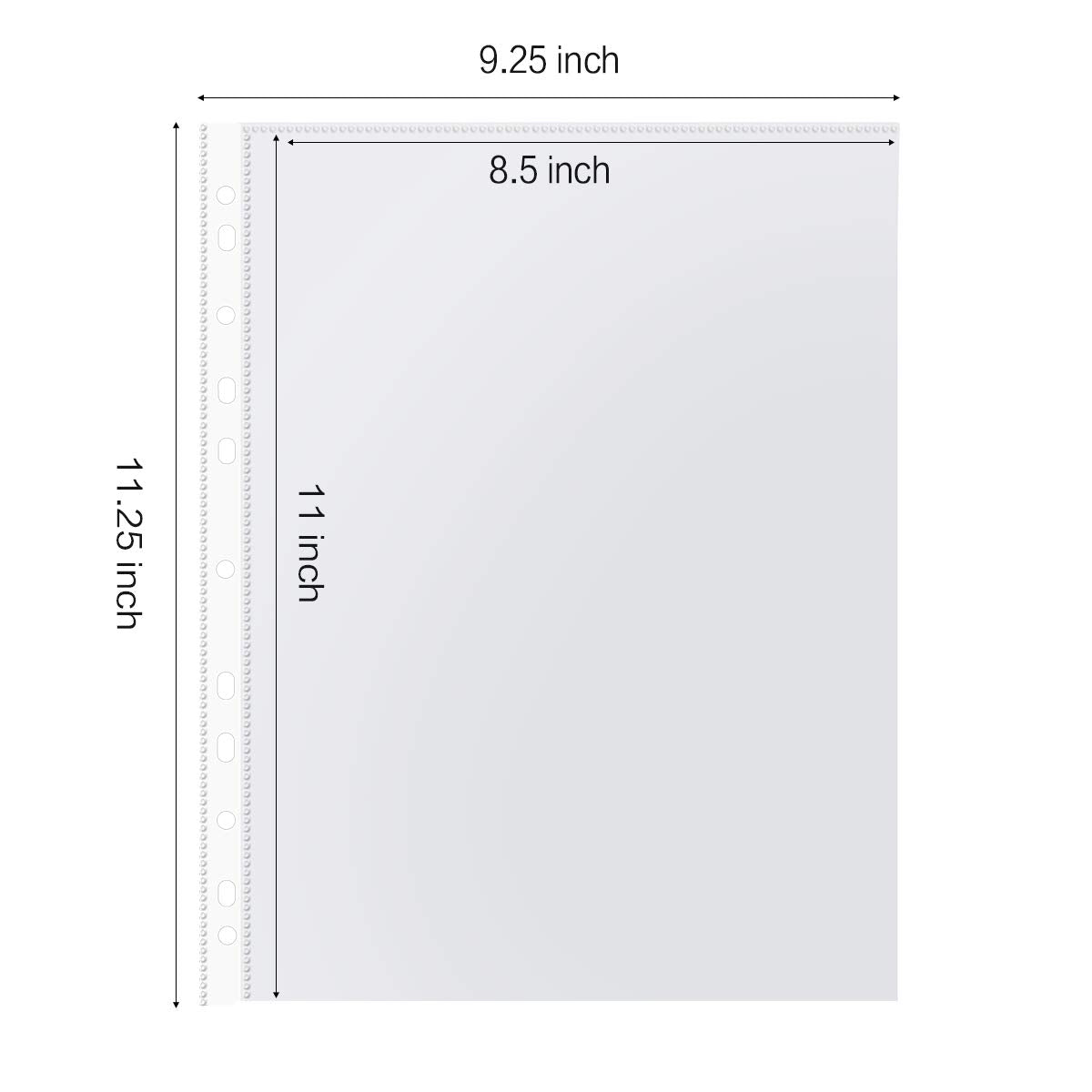 Sheet Protectors, HERKKA 800 Pack Heavy Duty Clear Plastic Page Protectors Sheet Reinforced 11-Hole Fit for 3 Ring Binder Fits Standard 8.5 x 11 Paper, 9.25 x 11.25 Top Loaded, Acid Free