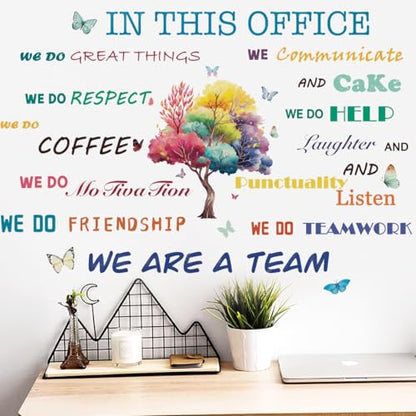Runtoo Office Inspirational Quotes Wall Art Decals for Work Positive Sayings Peel and Stick Tree Wall Stickers Motivational Teamwork Company Decor