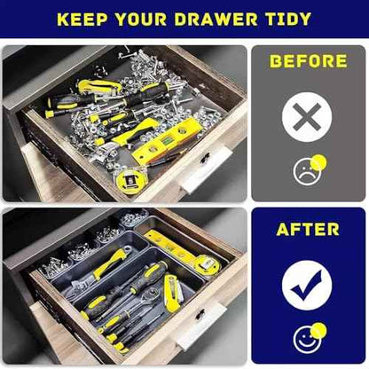 Gonice 30 PCS Black Interlocking Desk Organizer, Plastic Drawer Organizer Tray, Drawer Separator Tray for Office,Bathroom,Kitchen