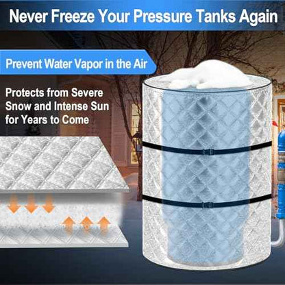 Round Well Pressure Tank Cover, Water Well Tank Covers Insulated, Insulated Well Pump Cover, 3 Layers Water Tank Insulation Blanket for Winter Freeze Proof, 28"Dia x 64"H