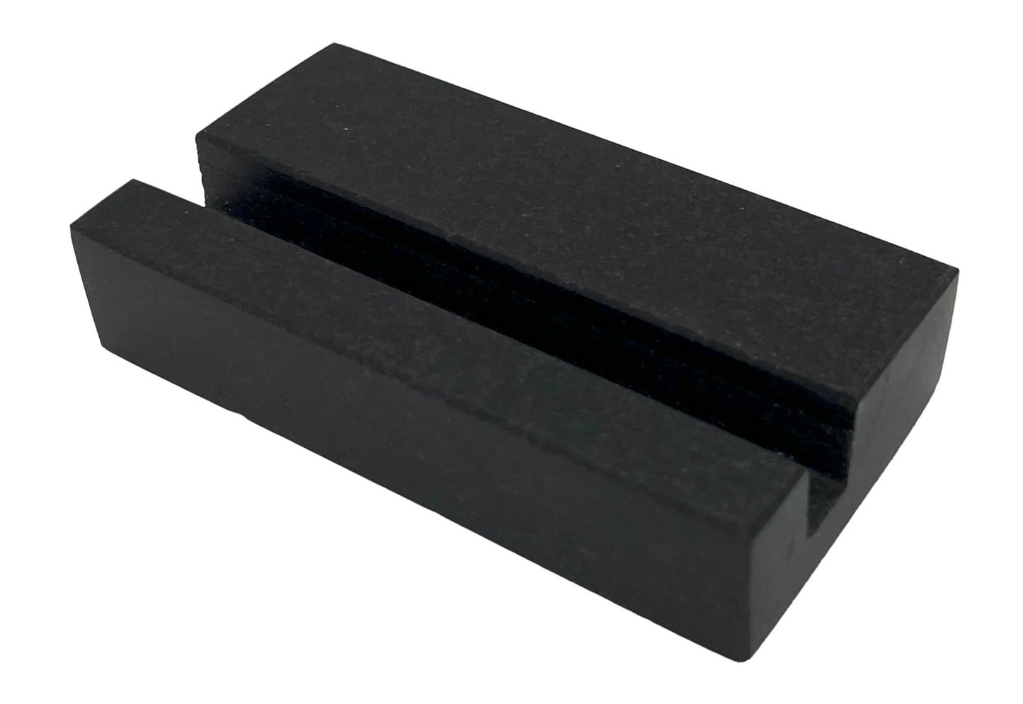 Craftsman Stoneworks Business Card Holder for Desk - Honed Black Absolute Granite Display for Cards, Desktop Business Card Stand for Home or Office. Handmade in California.