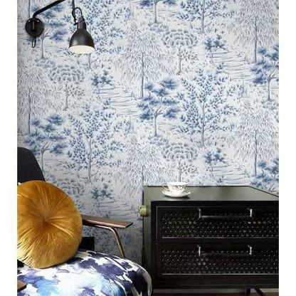 Timeet Peel and Stick Wallpaper White and Blue Wall Paper Removable Self Adhesive Wallpaper Tree Contact Paper for Bedroom Bathroom Walls Covering Vinyl Roll 17 inx78.7 in