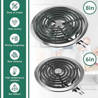 Electric Stove Burner Drip Pans WB31T10010(6") WB31T10011(8")+Electric Stove Burner Replacement WB30M1(6") and WB30M2(8") Compatible for G-E Hot-point Ken-more Electric Range by MIFLUS