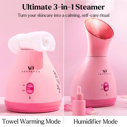 Facial Steamer Spa Kit with Complimentary 17 Skin Care Tools | Face Steamer for Facial Deep Cleaning with Towel Warmer & Humidifier Mode| Self Care Gifts for Women, Spa Gifts, Birthday Gifts for Women