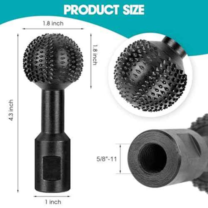 2Pcs Sphere Rotary Burr with 5/8-11 Threads, Ball Gouge Wood Carving Tools, for 4 1/2 and 5 Inch Angle Grinder