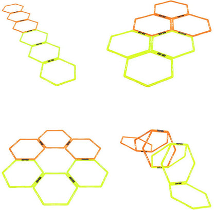 ZUKAM Hex Agility Rings for Speed Training & Agility Footwork Training Speed Hurdles Ladder with Carrying Bag (6 Rings)