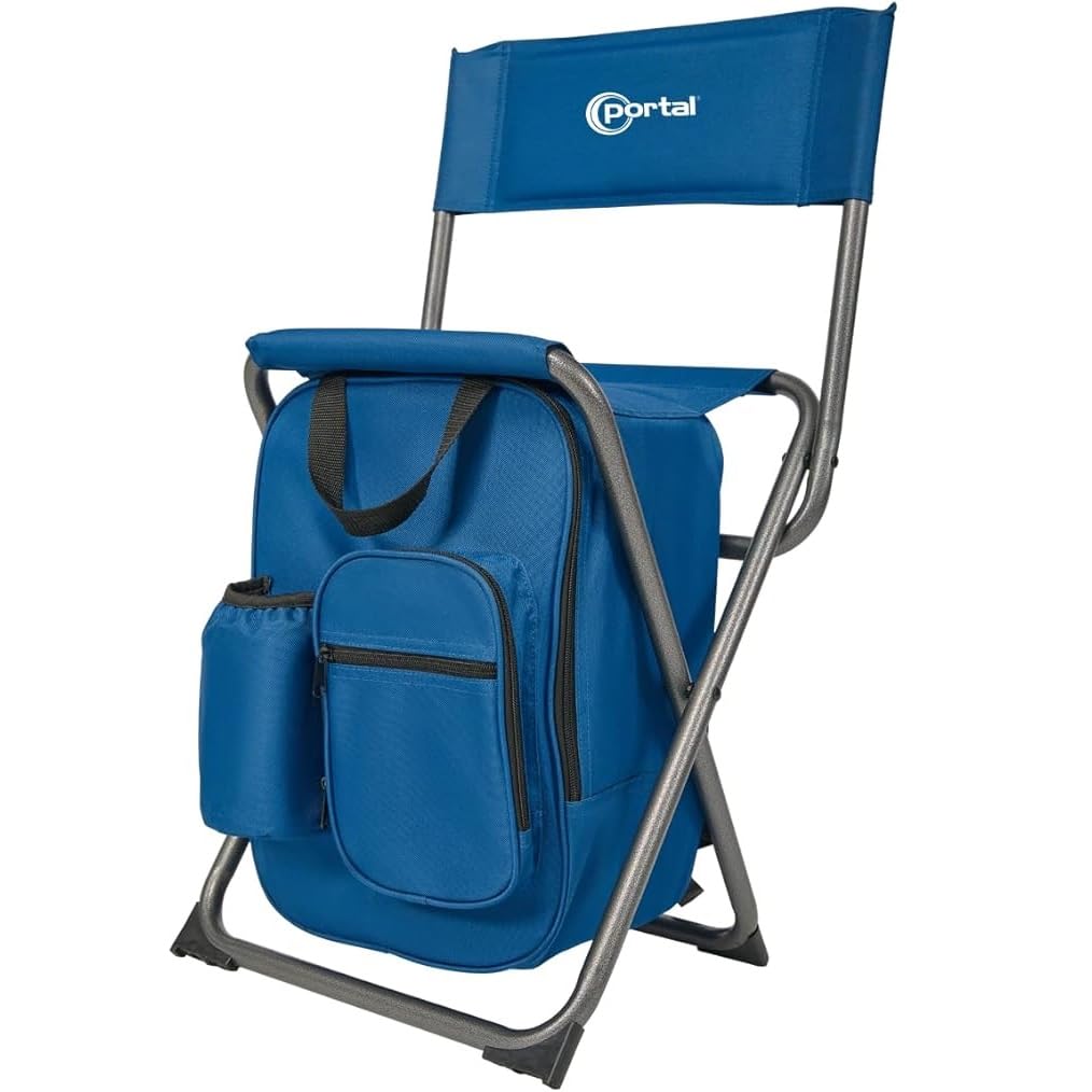 PORTAL Backpack Cooler Chair Fishing Chairs with Backrest Folding Camping Stool Compact for Outdoors Hiking Hunting Travel, Supports 225 lbs Capacity