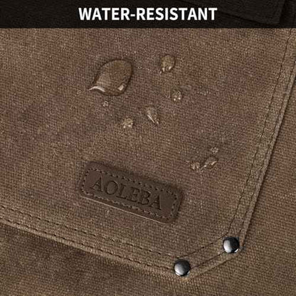 AOLEBA Woodworking Apron for Men,Heavy Duty Waxed Canvas Work Tool Apron with 12 Tool Pockets for Workshop, Mechanic, Carpenter, Blacksmith, Mens Aprons Gifts for Dad Father Men (Dark Brown)