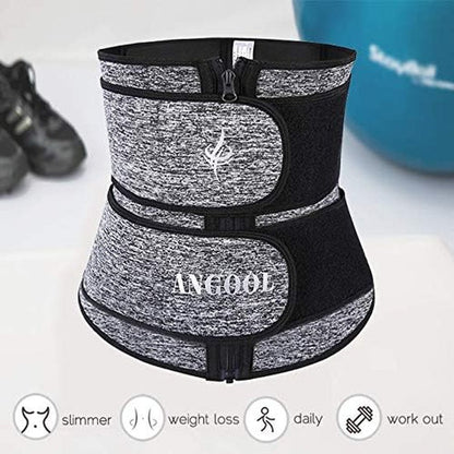 ANGO Sweat Waist Trainer Corset for Women - YKK Zipper Body Shaper Cincher for Weight Loss | Adjustable Fit