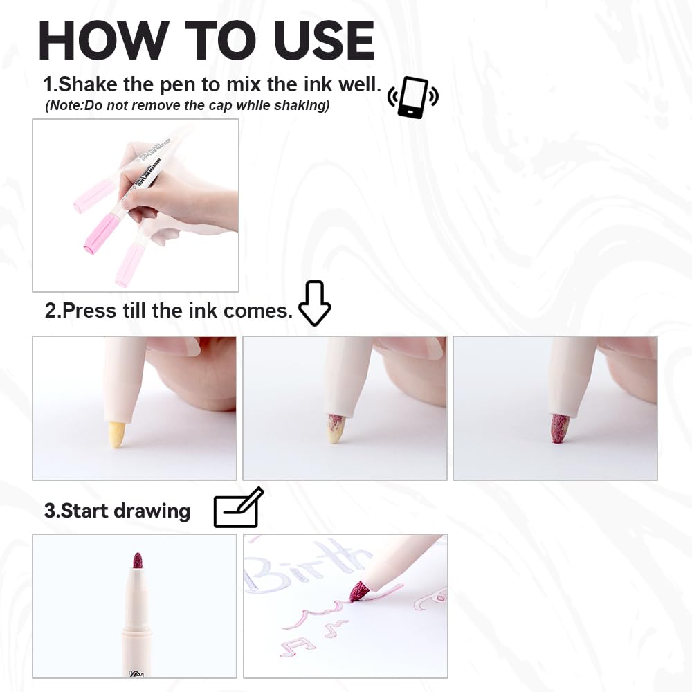 TRANSON 12pcs Outline Shimmering Markers with Metallic for Fun Art Drawing Craft DIY