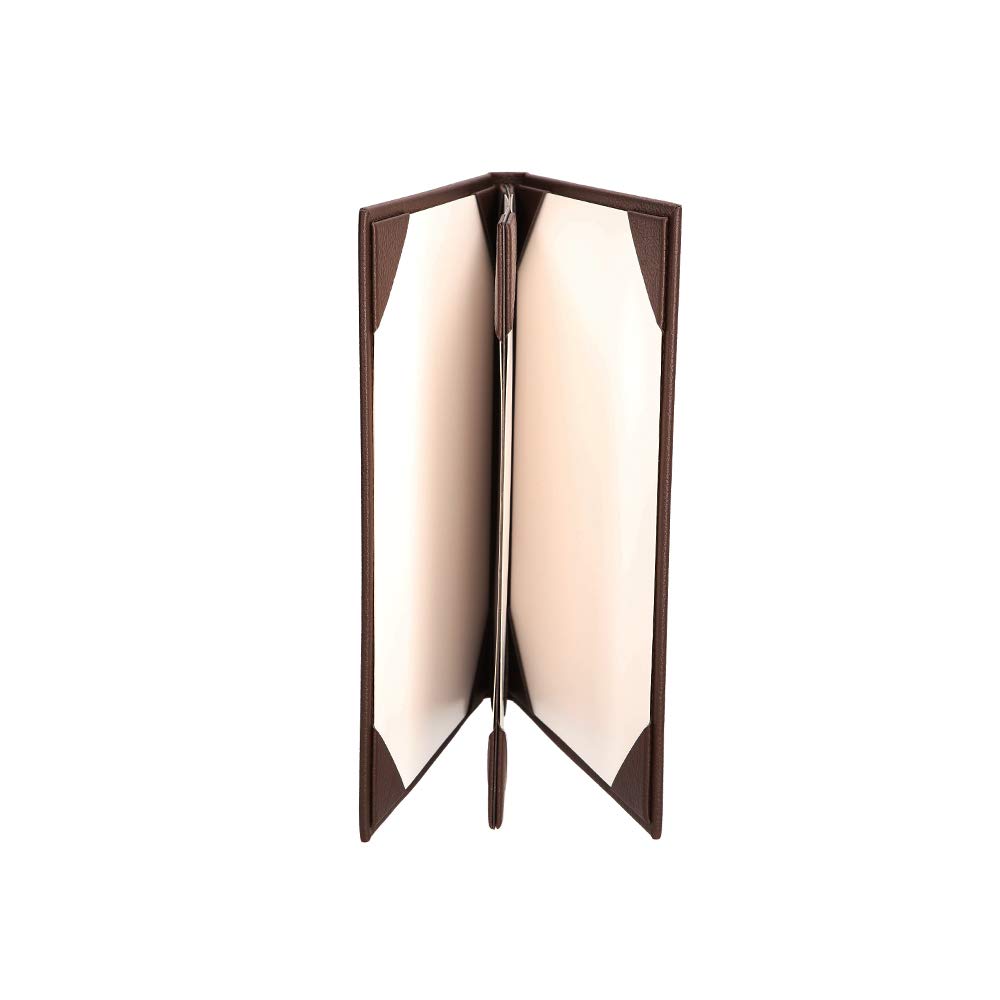 Menu Covers Made of Premium Faux Leather (10-Pack) - 8.5" X 11" - 4 Views - Brown