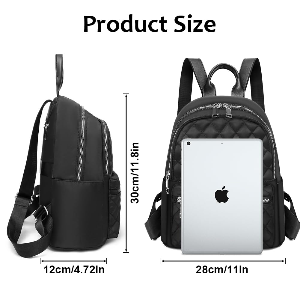 Aucuu Backpack for Women, Lightweight Nylon Casual Rucksack, Small Daypack School Bag, Quilted Trendy Backpack, Anti-Theft Travel backpack for Women