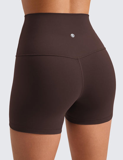 CRZ YOGA Butterluxe Biker Shorts 4" Hot Fudge Brown Medium