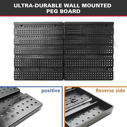 Wall Mounted Storage Bins, 30 Wall Mount Tool Organizer Bins Plastic Parts Rack Container, Easy Access Compartments For Tools, Hardware, Crafts, Office Supplies And More, Blackred