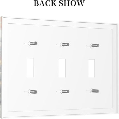 Decorative Art Light Switch Covers Lake & Pagoda in Fall 3 Gang Triple Toggle Wall Plate Decorative Switch plate Electrical Faceplate for Home Decor