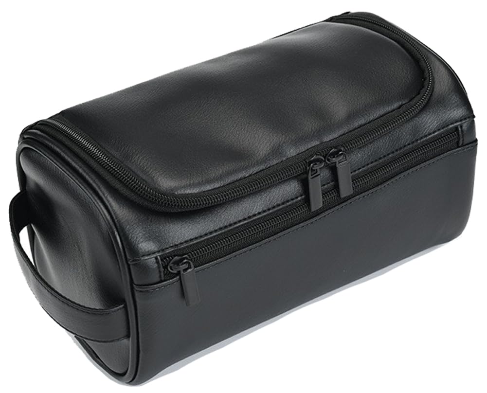 RC ROCKCOW Toiletry Bag for Men, Travel Shaving Dopp Kit Water-resistant Bathroom Toiletries Organizer PU Leather Cosmetic Bags