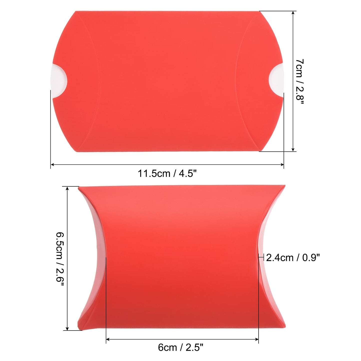 PATIKIL Pillow Boxes, 100 Pcs Wedding Gift Boxes Paper Box 3.5x2.6 Inch for Gift Wrap Wedding Parties, Red