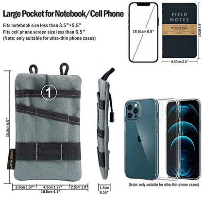 VIPERADE VE1 Pocket Organizer, EDC Pouch for Men, EDC Organizer Storage EDC Gears, Multitool Pocket Pouch Hold Your Flashlight/Pocket Knife, Pen, Notebook