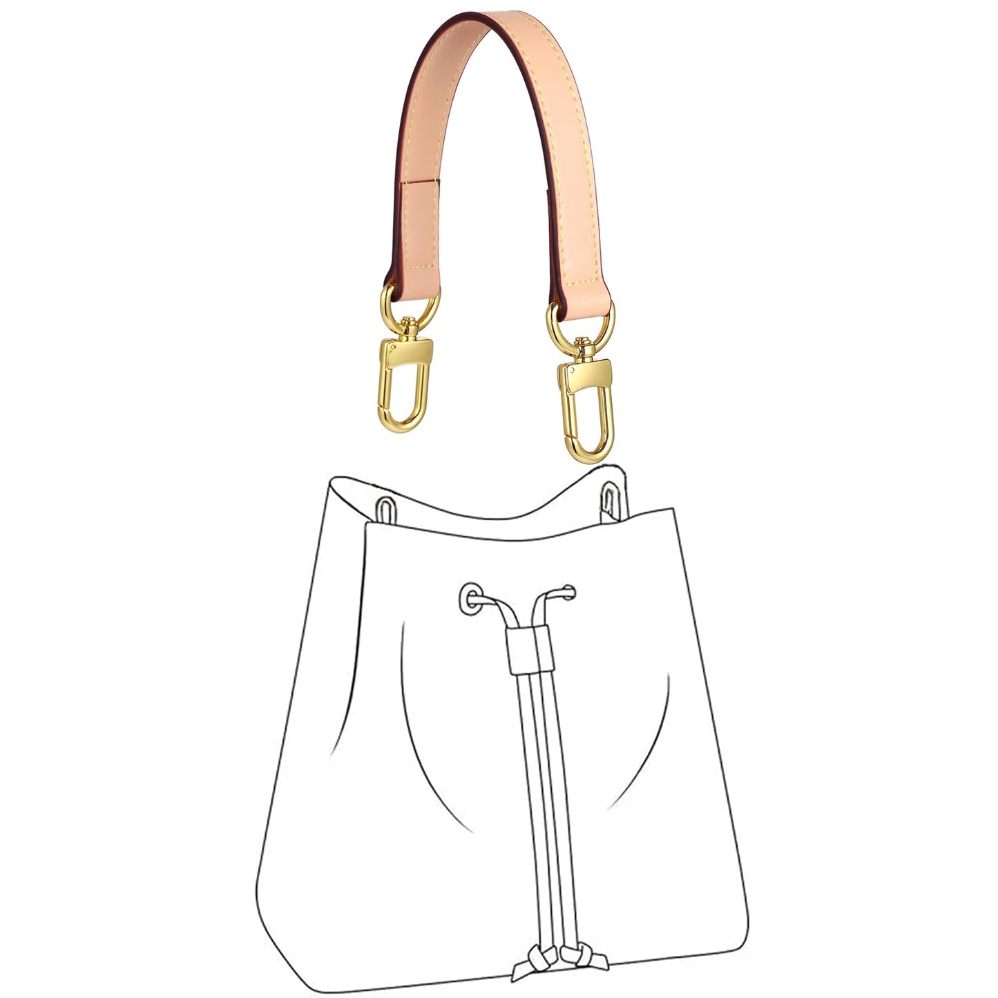 YAZHIMI Genuine leather purse Handle compatible with Neonoe for Metis Noe BB NM Beaubourg Hobo (Beige-purse handles)