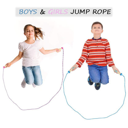Jump Rope for Kids, Lorvain Adjustable Skipping Rope, Kids Jump Ropes with Wooden Handle for Girls Boys, Weighted Jumping Ropes for Fitness Workout Exercise Outdoor Fun Activity