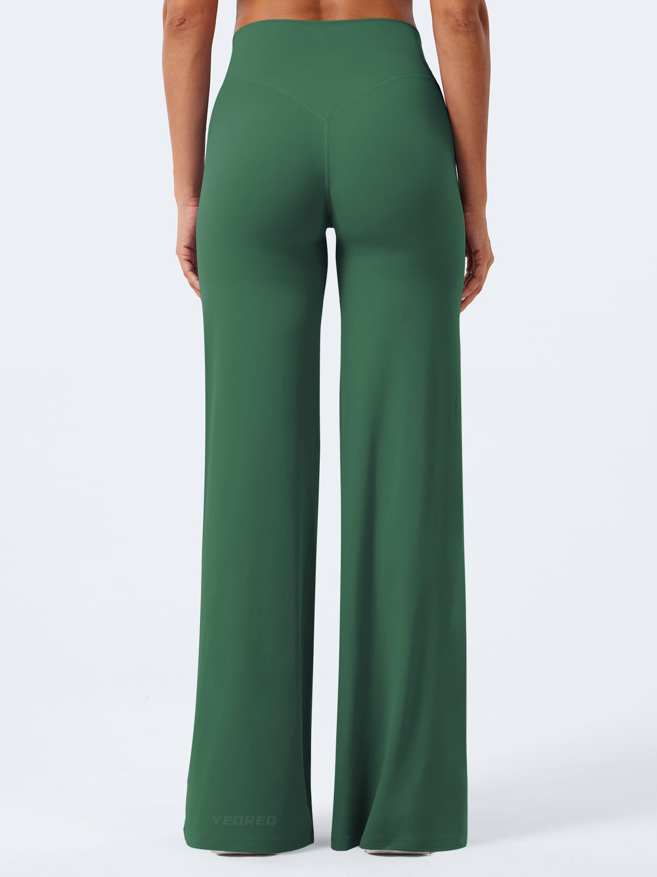 YEOREO Workout Leggings Womens No Front Seam Straight Leggings 35" High Waist Buttery Eddiy Gym Yoga Pants Dark Green M