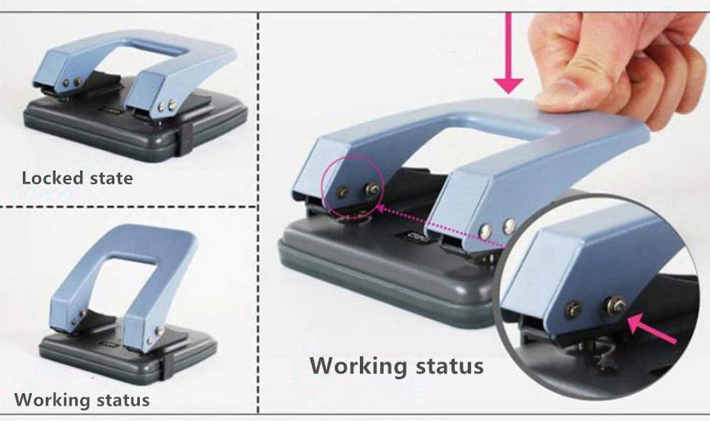 2 Hole Puncher,Round Hole Puncher Stationery 4x4 1/2",The Hole Spacing is 3.15",Squeeze 20 Sheets Capacity, Skid-Resistant Base,Manual Punching for Paper Chipboard,Thin Metal,Craft Paper-White