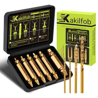 Damaged Screw Extractor Set, 10Pcs Easy Out Bolt Extractor Set, Drill Bit Stripped Screw Remover Tools for Damaged, Broken, Rusted, Small Screws, Bolts, Nuts