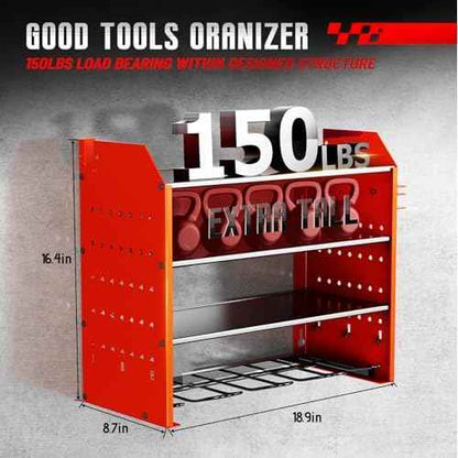 Power Tool Organizer Wall Mount, Garage Tool Organizer with 4 Drill Holders for Cordless Tools.Heavy Duty Drill Holder Wall Mount with Hooks.Red