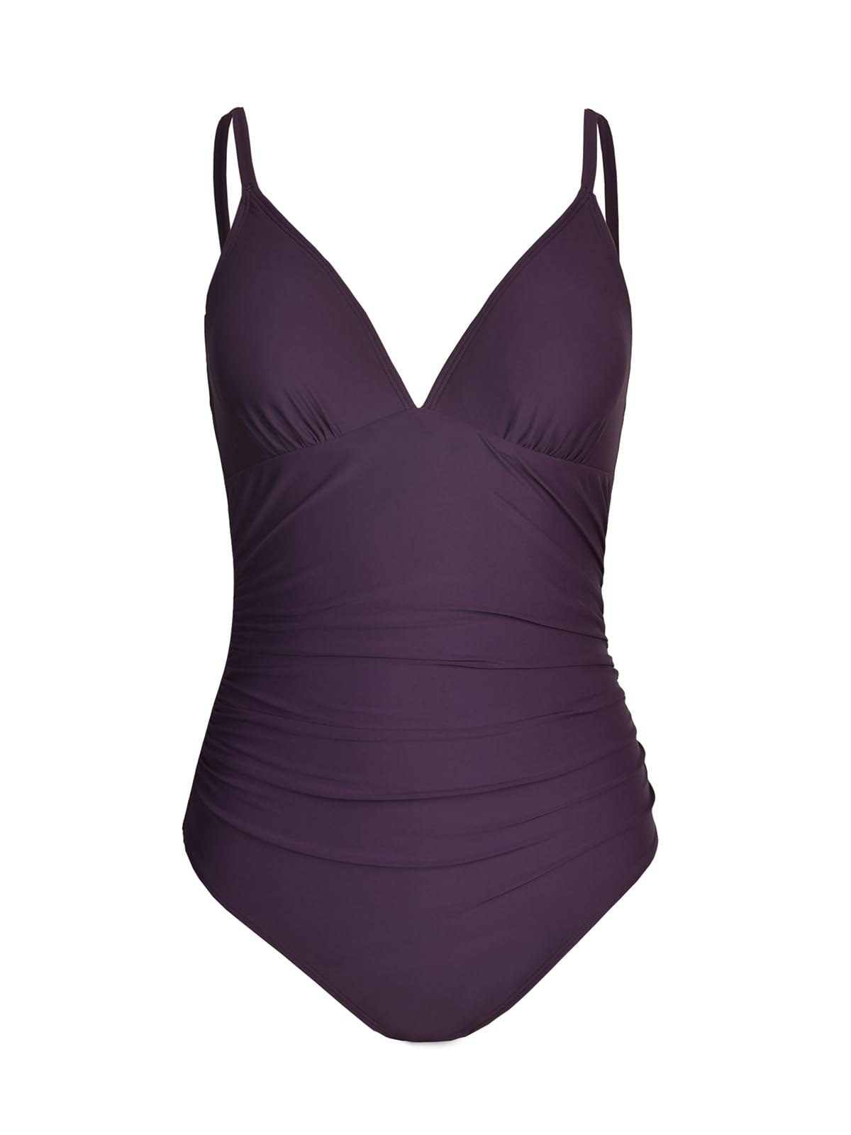 CUPSHE Women's One Piece Swimsuit Tummy Control V Neck Ruched Bathing Suits, XL