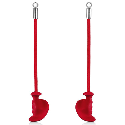 HXD-ERGO Ergonomic Tricep Rope of 2, Tricep Pull Down Attachment with Ergonomic Grip for Cable Machine - Single Arm Tricep Pull Down Cable Attachment for Gym（Red 2 pcs）
