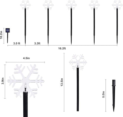 Christmas Solar Pathway Lights, Solar Snowflake Lights with Stake Landscape Outdoor Waterproof Christmas Decorations for Garden Yard Lawn Patio Walkway, 10 Pack