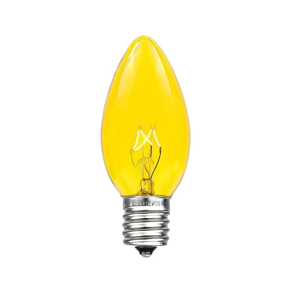 Novelty Lights Incandescent Christmas Replacement Bulbs - Indoor/Outdoor Individual Bulbs for Christmas Tree, Display, & More - C9/E17 Intermediate Base, 7 Watt Lights (Yellow, 25 Pack)