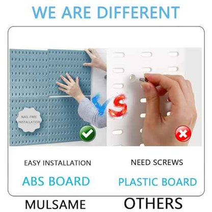 Pegboard Combination Kit, Wall Mounted Storage Set with 4 Pegboards & 14 Accessories Hanging, Blue Peg Boards Organizer for Walls Display, Crafts Organization, Kitchen Organizer, 22" x 22"