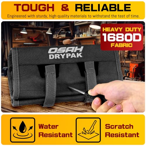 Motorcycle Tool Roll Bag - Roll-Up Tool Pouch Wrench Sturdy Organizer Handlebar Tool kit for Harley, Enduro, Dirt Bike, UTV, and Motorcycle Accessories Gear, Tools Not Included