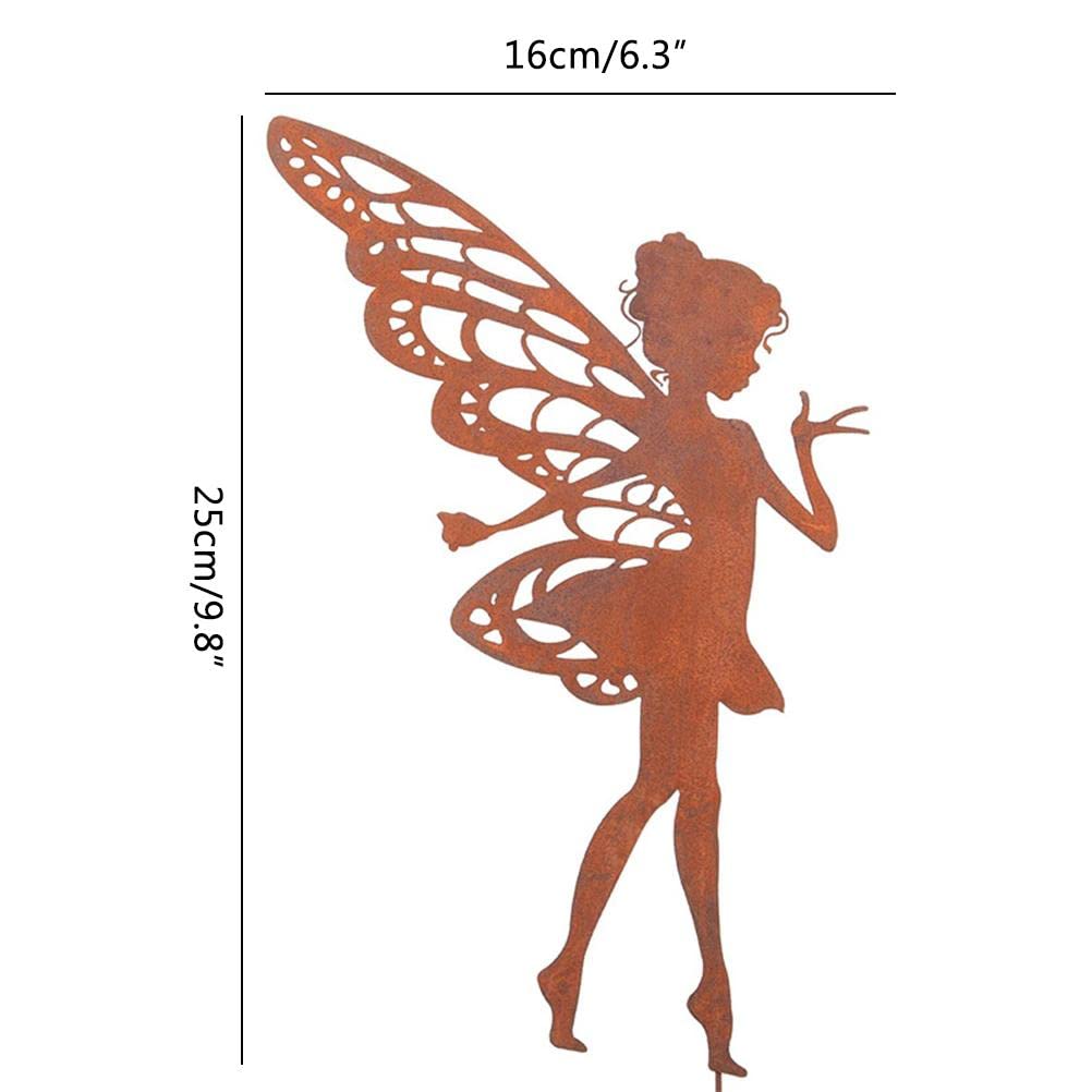 BTSEURY Decorative Garden Stakes Fairy Silhouette Metal Yard Stakes Arts Outdoor Garden Decor Spring Decor