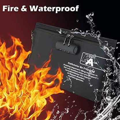 Fireproof Money Bag with Lock KaAutoler Fireproof and Waterproof Cash Bag with Zipper Closure Fireproof Safe Box Money Pouch Locking Accessories Pouch for Cash (11"*7.5")