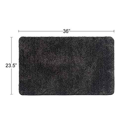 Eurow Trek N' Clean Soft & Plush Microfiber Traction Floor Mat, Super Absorbent, Fast-Drying, Anti-Slip Rug for Entryway, Kitchen, Bedroom, Traps Dirt, Mud & Water, 36 x 23.5 in, Gray and Black