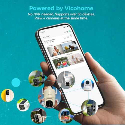 SOVMIKU CG6 Best Solar Security Camera Wireless Outdoor, Battery Powered Cam, Easy to Setup,PIR Motion Detection, Two Way Audio, Audible Flashlight Siren,2.4GHz Wi-Fi, Color Night Vision, SD Slot