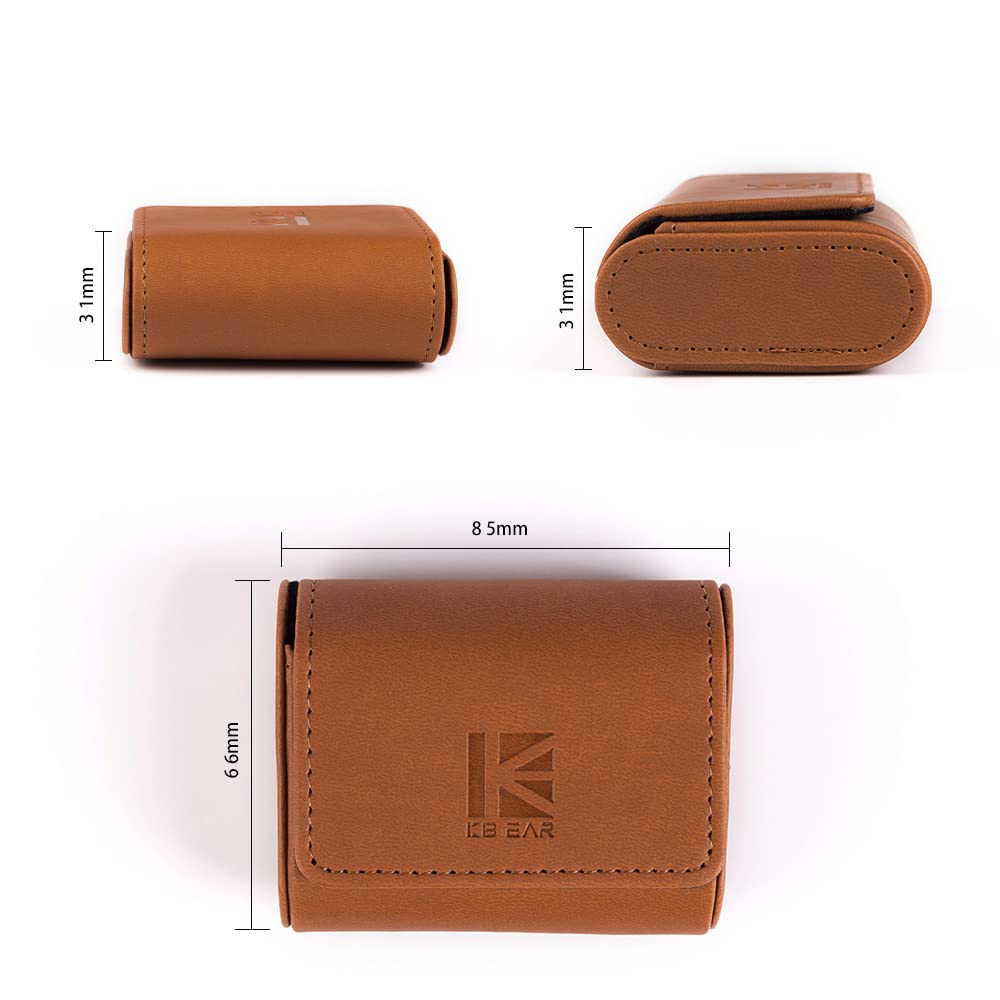 KBEAR Earphone Case Headphone Carrying Case, Travel Portable IEM Earbuds Storage Bags, Lightweight PU Leather Storage Bag Case Holder Box for in Ear Monitor Earbuds, Eartips and Cables (Brown)