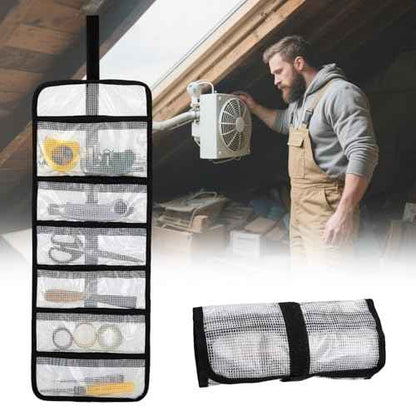 Small Roll Up Storage Bag, 6 Pockets Roll Up Tool Kit, Suitable for Mechanics, Kitchen Storage, Art Sketching, Travelling, Potter's Tools, Office Objects, etc., Transparent and Visible, Space-saving
