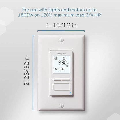 Honeywell Home RPLS740B ECONOswitch 7-Day Solar Programmable Switch, Lights and Motors, Indoor and Outdoor, Energy Saving, White