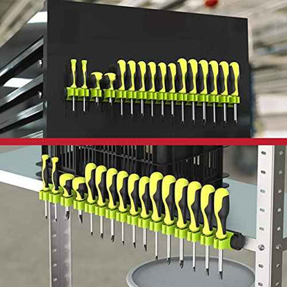 Olsa Tools Magnetic Screwdriver Organizer | Professional Quality Tool Organizer | Fits up to 16 Screwdrivers | Black and Green