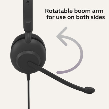 Jabra Evolve 10 Wired Headset with Noise-Cancelling Microphone for PC/Laptop Use, Easy USB-A Setup, TCO Certified, Lightweight Design, Inline Call/Volume Controls for Online Meetings, Black