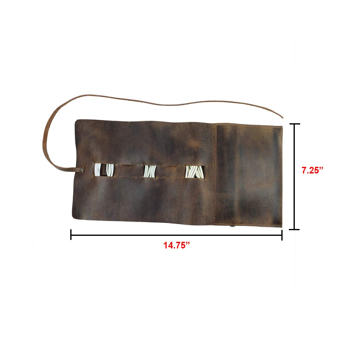 Hide & Drink, Cord Wrap, Cord Organizer, Travel Bag, Cable Holder, Full Grain Leather, Handmade, Bourbon Brown